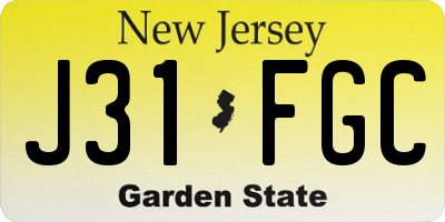 NJ license plate J31FGC