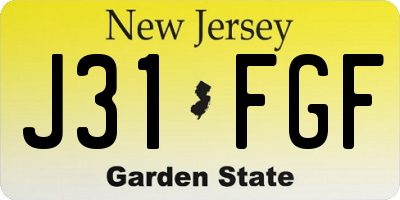 NJ license plate J31FGF