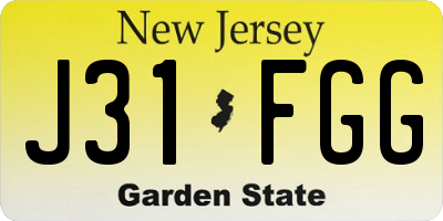 NJ license plate J31FGG