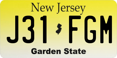 NJ license plate J31FGM