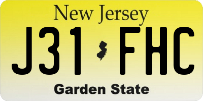 NJ license plate J31FHC