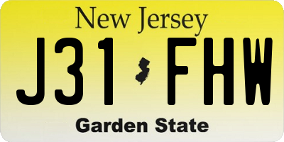 NJ license plate J31FHW