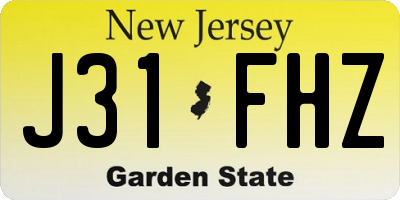 NJ license plate J31FHZ