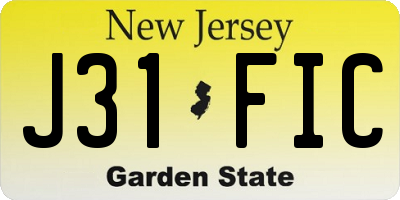 NJ license plate J31FIC