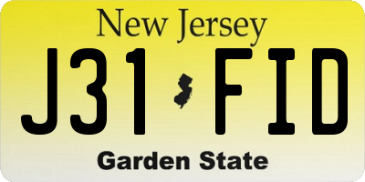 NJ license plate J31FID