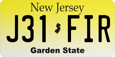 NJ license plate J31FIR