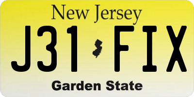NJ license plate J31FIX