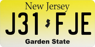 NJ license plate J31FJE