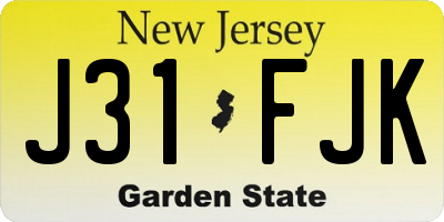 NJ license plate J31FJK