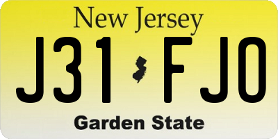 NJ license plate J31FJO