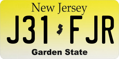 NJ license plate J31FJR