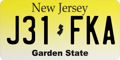 NJ license plate J31FKA