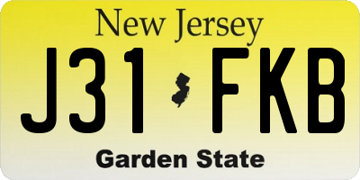 NJ license plate J31FKB