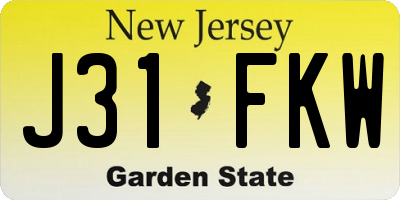 NJ license plate J31FKW