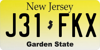 NJ license plate J31FKX