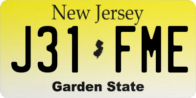 NJ license plate J31FME