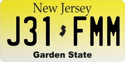 NJ license plate J31FMM