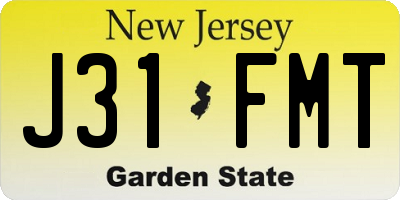 NJ license plate J31FMT