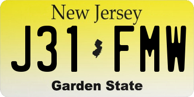 NJ license plate J31FMW