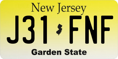 NJ license plate J31FNF