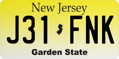 NJ license plate J31FNK