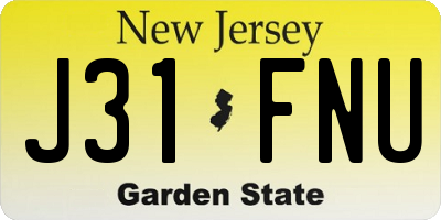 NJ license plate J31FNU