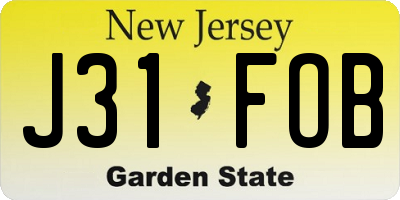 NJ license plate J31FOB