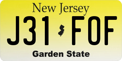 NJ license plate J31FOF