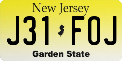 NJ license plate J31FOJ