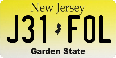 NJ license plate J31FOL