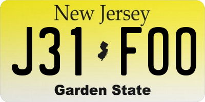NJ license plate J31FOO