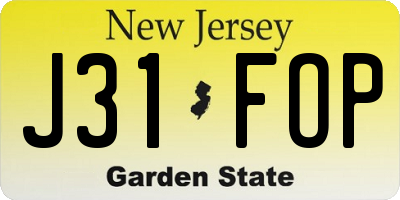NJ license plate J31FOP