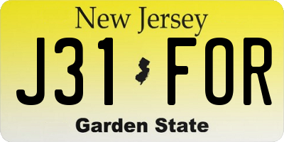 NJ license plate J31FOR