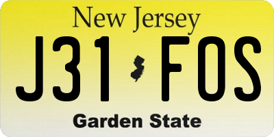 NJ license plate J31FOS