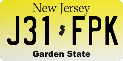 NJ license plate J31FPK