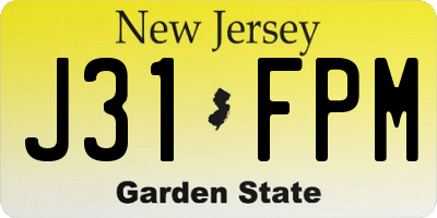 NJ license plate J31FPM
