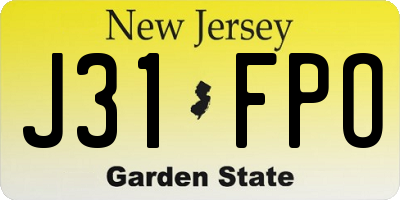 NJ license plate J31FPO