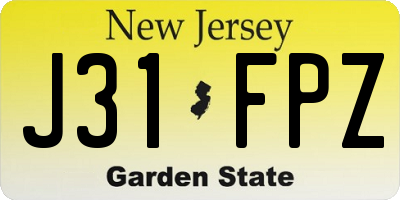 NJ license plate J31FPZ