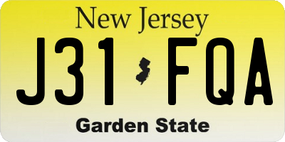 NJ license plate J31FQA