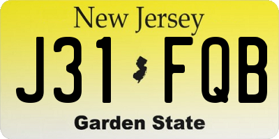 NJ license plate J31FQB