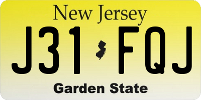 NJ license plate J31FQJ