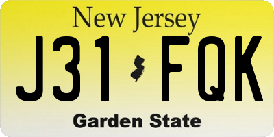 NJ license plate J31FQK