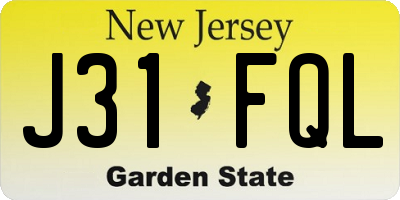 NJ license plate J31FQL