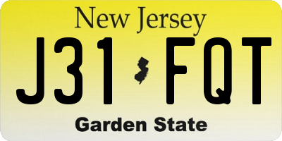 NJ license plate J31FQT
