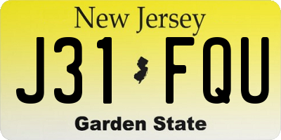 NJ license plate J31FQU