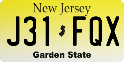 NJ license plate J31FQX