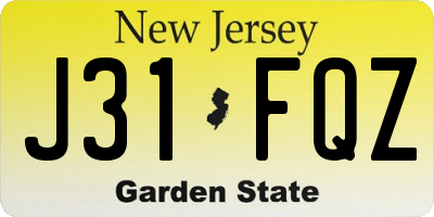 NJ license plate J31FQZ