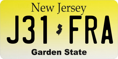 NJ license plate J31FRA