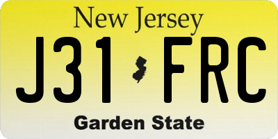 NJ license plate J31FRC