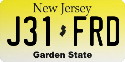 NJ license plate J31FRD